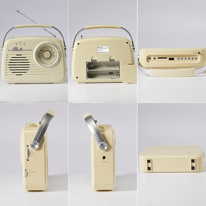 Portable AM FM Radios, Battery Powered and Plug in Wall for Home/Outdoor/Kitchen, Vintage Retro Radio with Bluetooth, Large Dial Easy to Use (p350)