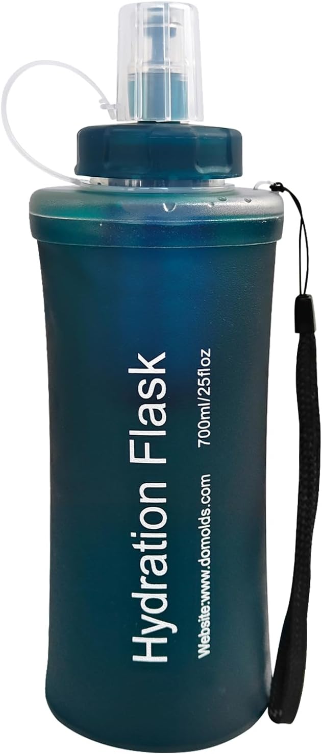 GUYI 700ml Collapsible Water Filter Bottle, Removes Impurities, BPA Free, Ultralight for Hiking, Camping, Cycling & Travel-Dusty Blue