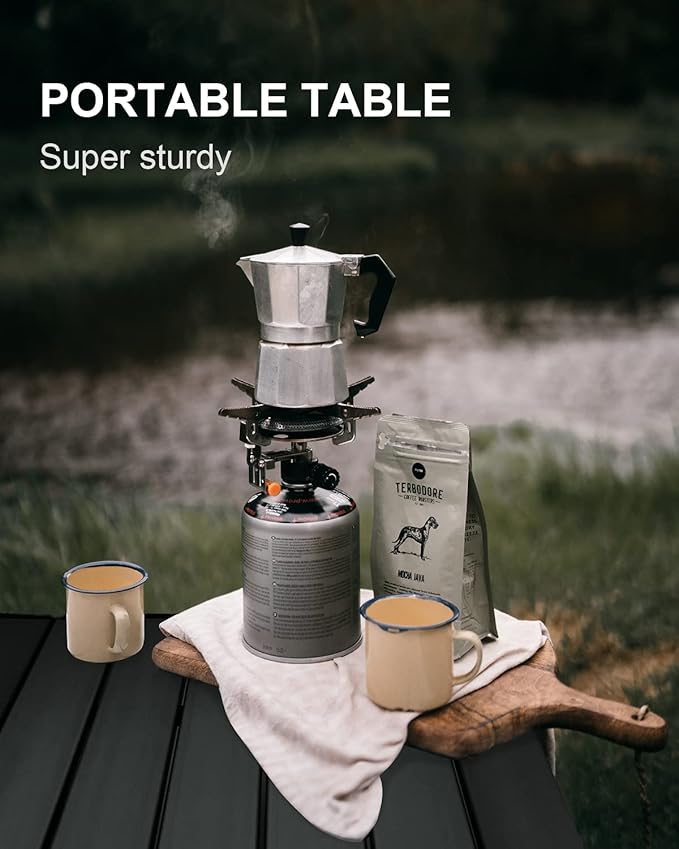 MSSOHKAN Camping Table Folding Portable Camp Side Table Aluminum Lightweight Carry Bag Beach Outdoor Hiking Picnics BBQ Cooking Dining Kitchen Black Medium