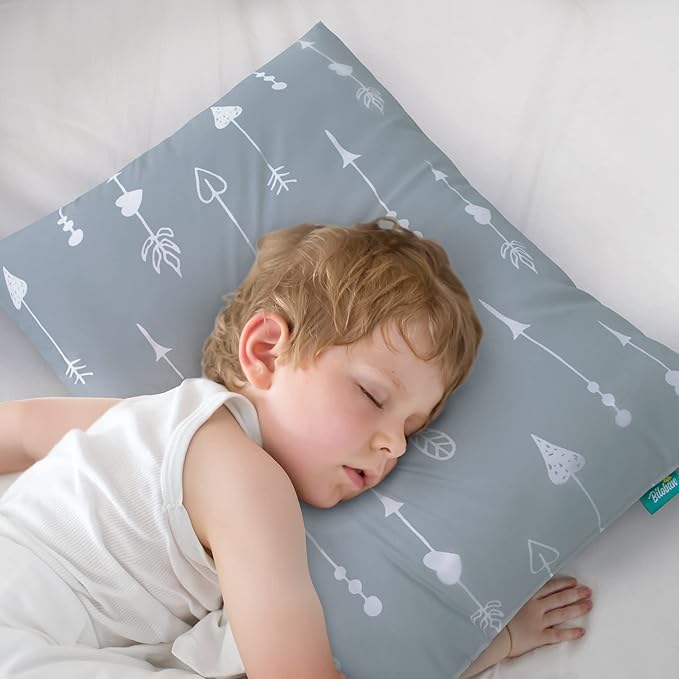 Biloban Toddler Pillow for Sleeping, Kid Pillow 14" x 19" for Small Travel Bed, Nap Pillow for Crib, Soft & Skin-Friendly Small Pillows for Sleeping, Toddler Use Only, Age 2 to 5 (Grey Arrow)
