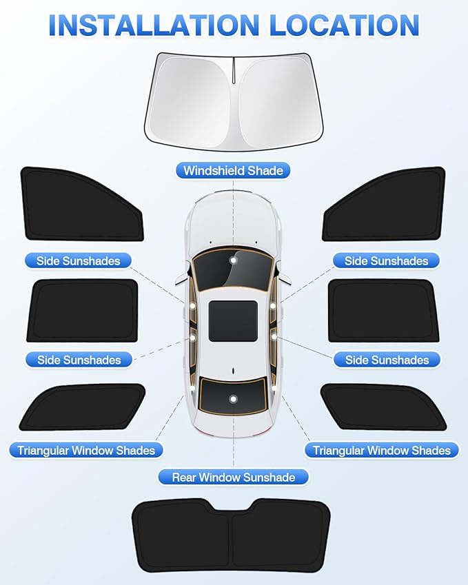 Canvcle Sunshades for 2021-2025 2026 GMC Yukon XL/Chevy Suburban Accessories Windshield Sun Shade Side Rear Window Shade Cover Sun Visor Shield Privacy Protection Keep Vehicle Cool Black 8PCS