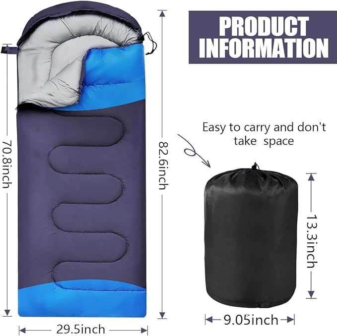 OBTANIM Sleeping Bags Portable Waterproof Camping Sleeping Bag for Adults Kids 4 Seasons Cold Weather or Warm Backpacking Hiking Travel Indoor Outdoor Use