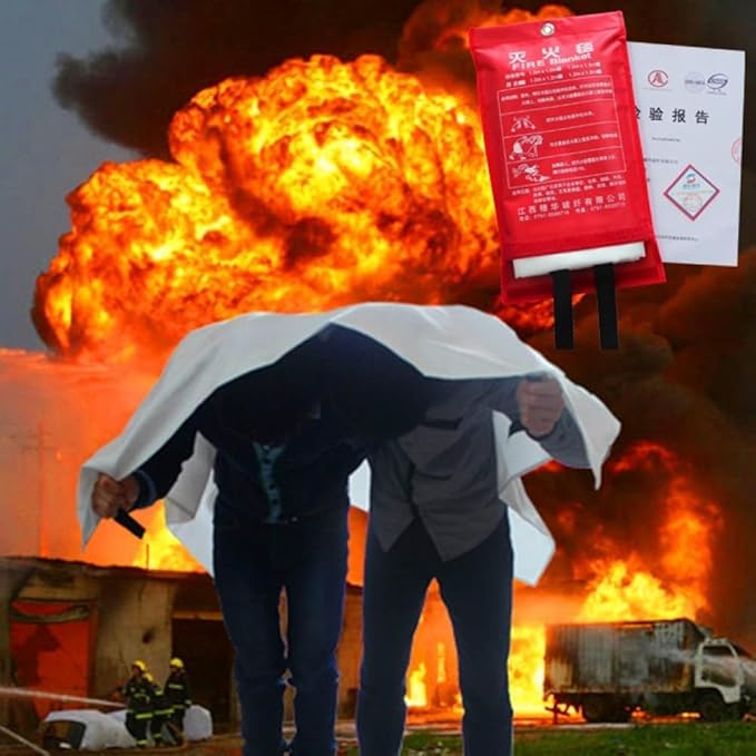 ISOP Fireproof Blanket Large 70 * 78 Inches Pack of 2 – Emergency Fire Blanket – Heavy Duty Emergency – A-Grade Survival Blankets – Fire Suppressant Sheet – Rescue Cover for Home & Kitchen Safety