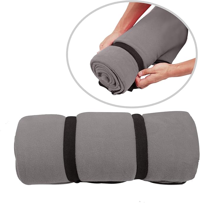 REDCAMP Fleece Sleeping Bag Liner for Adult Warm or Cold Weather, Long Full Sized Zipper Camping Blanket for Outdoor Indoor Used with Sack, Grey 75"