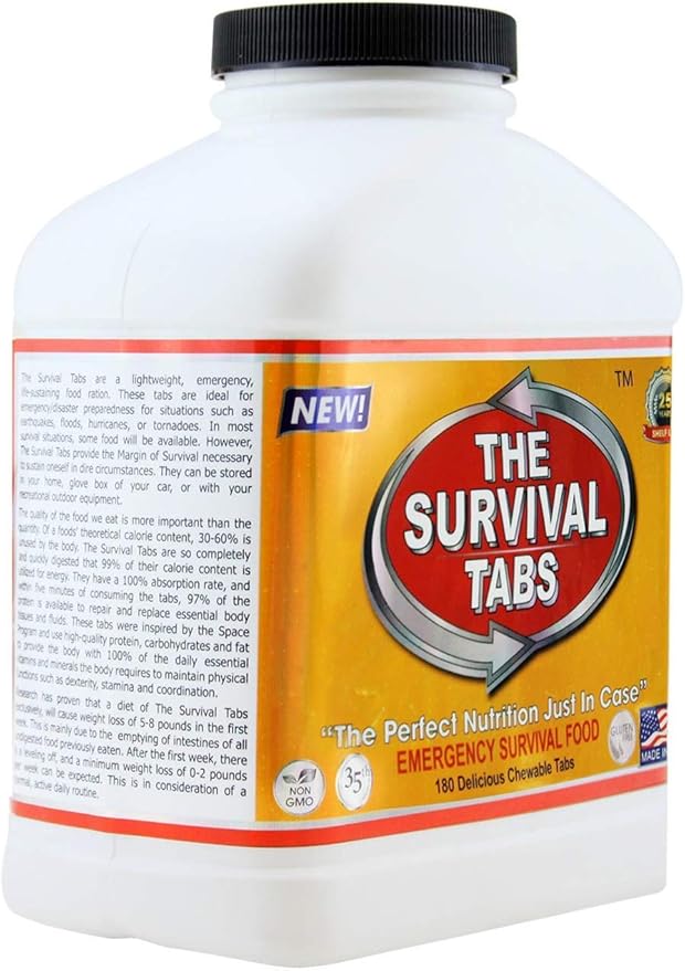 Survival Tabs - 30 Day Survival Food Supply - Gluten Free and Non-GMO 25 Years Shelf Life (2 x 180 tabs/Bottle - Chocolate)