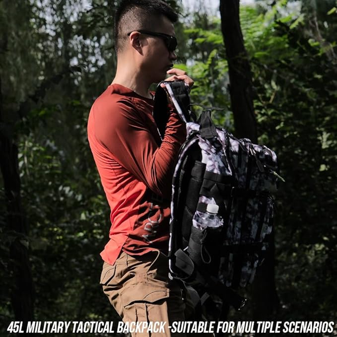 45L Tactical Backpack for Men Women, Military Assault Pack with MOLLE, Large 3 Day Bug Out Bag for Hiking Camping