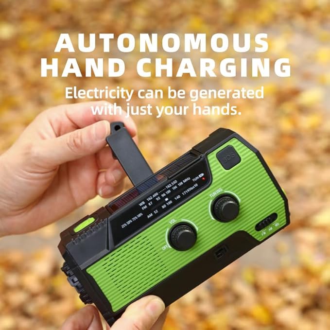 B S Hand Crank Solar Emergency Radio with AM/FM/NOAA,Flashlight and SOS Siren for Home, Outdoor & Indoor