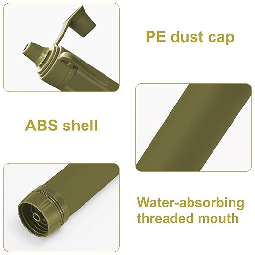 Upgrade Set of 5,Personal Water Filter Straw for Hiking, Camping, Travel,Water Straws to purify Water,Emergency Water Straw (Army Green)