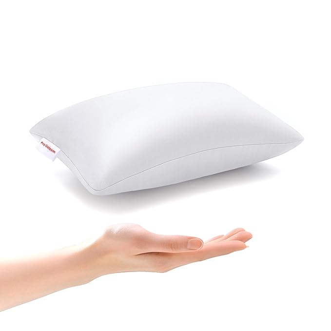 Pro Goleem Small Pillow 11"x7"x2.5" for Kids and Baby Sleeping with Name Tag Mini Tiny Pillow for Camping and Chair Car Air Nap Neck Lumbar Knee Rest Pillows, White