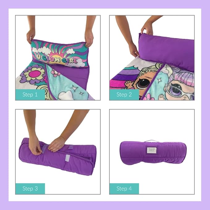 LOL Surprise! 24"(W) X 45"(L) Soft Toddler Nap Mat with Pillow and Blanket Perfect for Preschool, Daycare, and Travel (100% Official Licensed Product)
