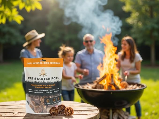 Quick to Light Wax Fire Starters Camping | 15+ Min Burn Time, Fire Starters for Fireplace & Campfire with Waterproof Matches (Pack of 50)