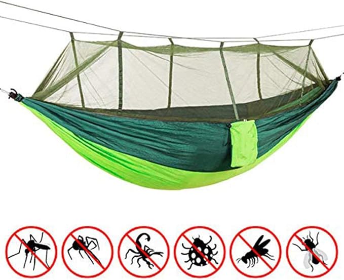 KEPEAK Camping Hammock with Net Netting, Single & Double Tree Hammock Net, Lightweight Nylon Portable Hammock for Backpacking, Camping, Travel, Beach, Yard