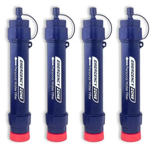 Portable Water Filter Straw - Reliable Survival Gear for Clean Water, Emergency Survival Purifier | for Hiking, Travel, Camping Gear, and Outdoor Adventures (2 & 4 Packs Available) (4 Pack)