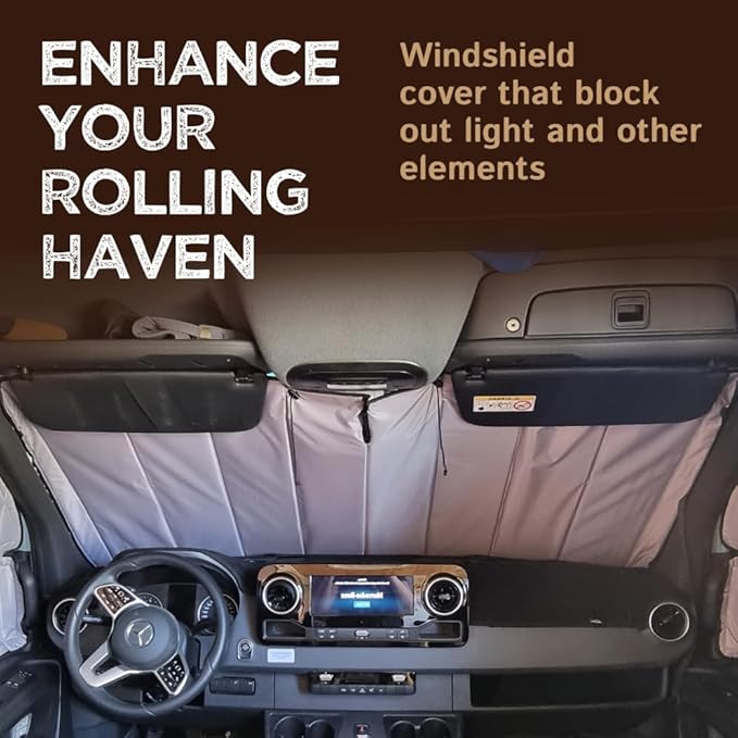Living in a Bubble Insulated Blackout Windshield Cover for Mercedes Sprinter NCV3 & VS30, 2007-Current. Vanlife Must Have, Van Life Accessories & Essentials