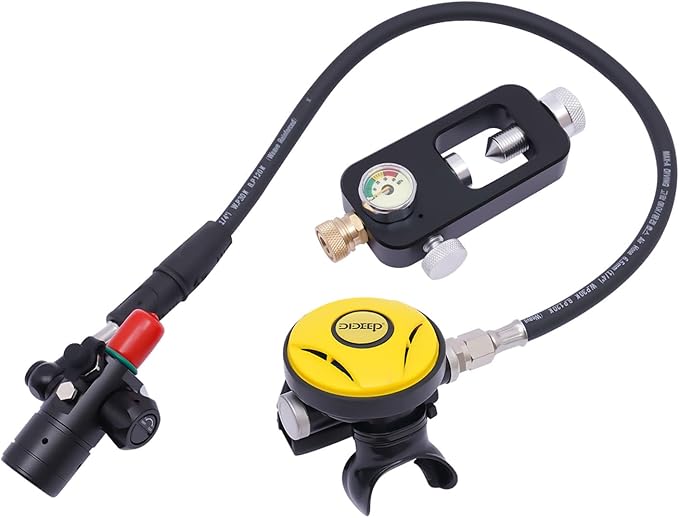 Scuba Tank Diving Gear for Diver, 1L Mini Scuba Tank Small Diving Oxygen Cylinder up to 20 Minutes Dive Time, Portable Diving Tank Kit for Underwater Exploration Emergency Rescue Pony Bottle (Model 1)
