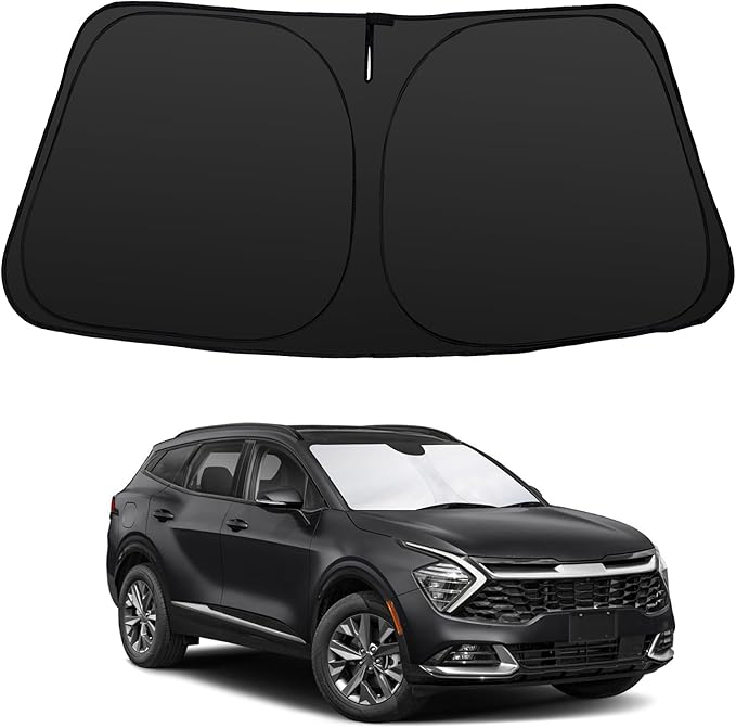 Windshield Sun Shade Accessories Compatible with 2023-2026 Sportage for Kia Foldable Sunshade Sun Visor Blocks UV