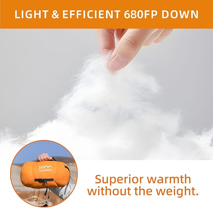 3-in-1 Down Sleeping Bag for Adults with Detachable Hood, 32°F 45°F Rectangular Lightweight Down Blanket Sleeping Bag for Camping Hiking and Backpacking Outdoor and Indoor 4 Season