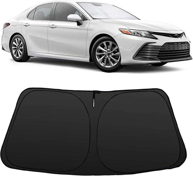 Windshield Sun Shade Custom Fit 2018-2024 Toyota Camry LE XLE Hybrid SE XSE Sedan Accessories Front Foldable Window Sunshade