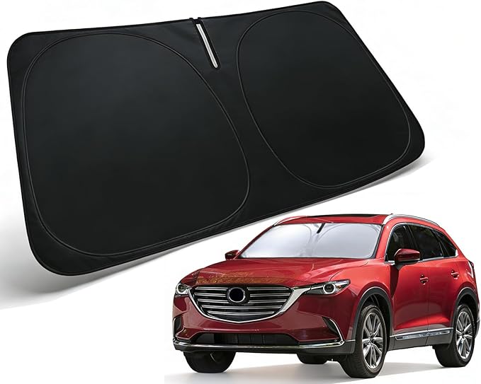 Windshield Sun Shade for Mazda CX9 2016-2026 Accessories, Car Front Window Sun Visor & Heat Shield | 240T Sunshade Protection Blocks UV Rays Keep Your Car Cooler