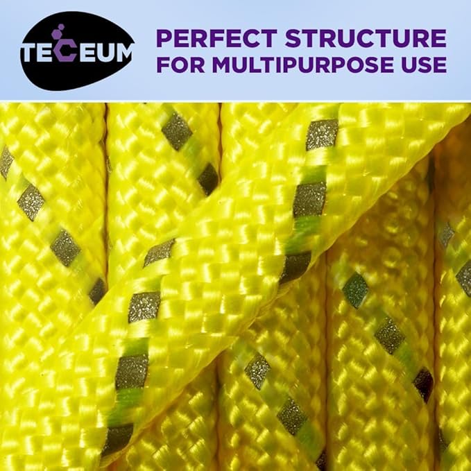 TECEUM Reflective Paracord Rope 1000 – 1000ft/200ft/100ft/50ft – 40+ Colors – Glow in The Dark – para Cord – Utility Rope for Survival, Hunting & Camping Gear – Nylon String, Camping Rope, Tent Cord