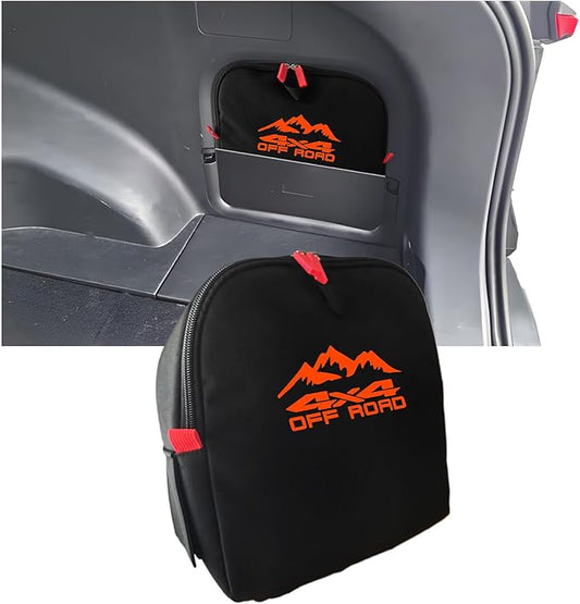 Trunk cubby storage bag Cargo side pocket compatible with Toyota RAV4 2019+ backpack organizer car trunk accessories (4x4Orange)