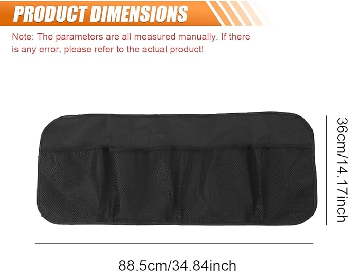 Car Trunk Organizer, Large Capacity Backseat Hanging Storage Bag with 4 Pockets, Waterproof Foldable Car Interior Organizing Accessories, Universal for SUV, Truck, Van, MPV (Black)