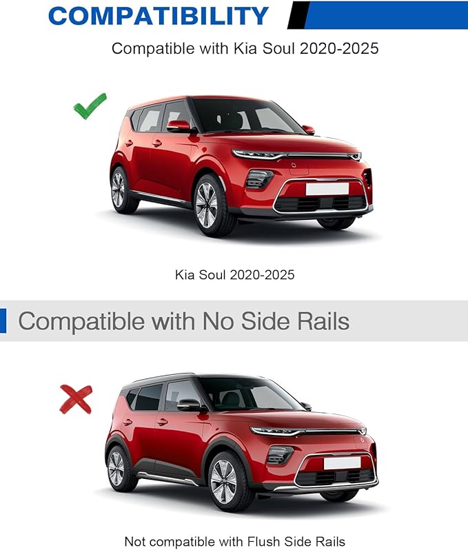 Wonderdriver Lockable 220lbs Roof Rack Cross Bars Compatible with Kia Soul 2020-2025 (Without Side Rails),Heavy Duty Aluminum Roof Rails Crossbars Cargo Canoe Black Rooftop Cargo
