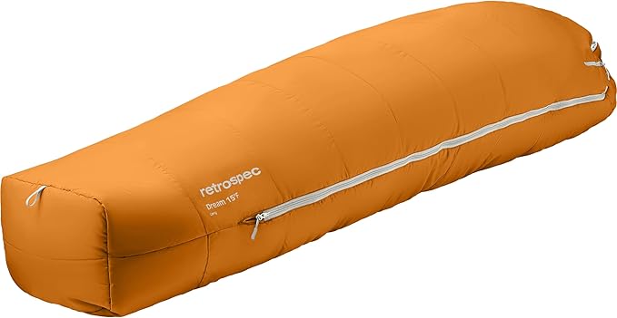 Retrospec Dream Mummy Sleeping Bag - 5, 15, & 30°F Cold Weather Camping & Travel Essential Gear with Water - Resistant Shell & Synthetic Fill - Zippered Pocket & Stuff Sack