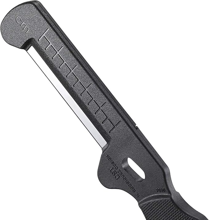 CRKT Combat Stripping Tool with Sheath: Emergency Trauma Tool, Flat Razor Blade to Slide Through Clothing and Gear, Oxygen Wrench, Poly Handle, Sheath 9860