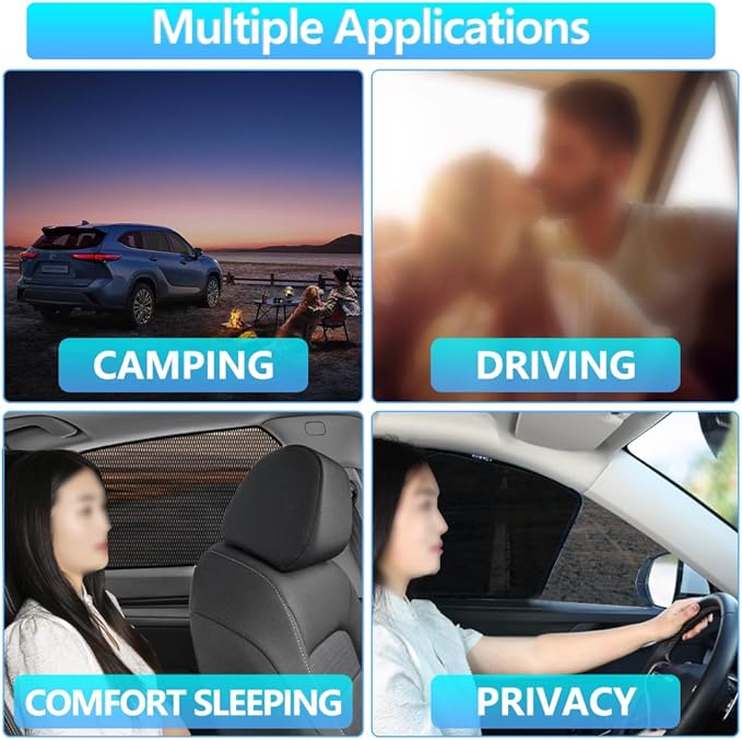 BWEN Car Window Shades Fit for 2020-2025 Ford Escape, Magnetic Sunshades for Car Windows, Sun Protection Breathable Camping Window Covers, Privacy Protect for Family,Pets