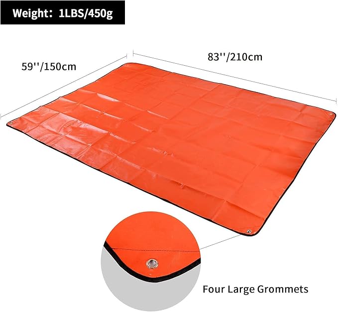 RedSwing Insulated Tarp, Multipurpose Emergency Thermal Tarps, Waterproof All Weather Heavy Duty Heat Reflective Survival Blanket for Camping Hiking, Orange