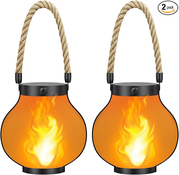 Hompavo Larger Gen2 Solar Lanterns Outdoor, Dual Charging (USB/Solar) & 2-Mode - Waterproof Decorative Hanging/Table Lights for Yard Patio Garden Halloween Christmas Decor, Birthday Gifts for Women, 2
