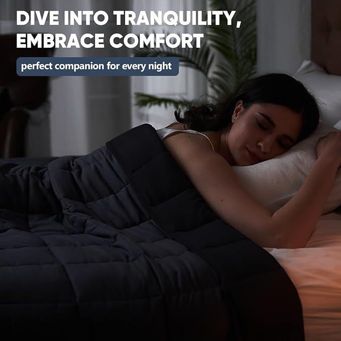 yescool Weighted Blanket for Adults (20 lbs, 60" x 80",Grey& Black) Cooling Heavy Blanket for Sleeping Perfect for 190-210 lbs, Queen Size Breathable Blanket with Premium Glass Bead, Machine Washable