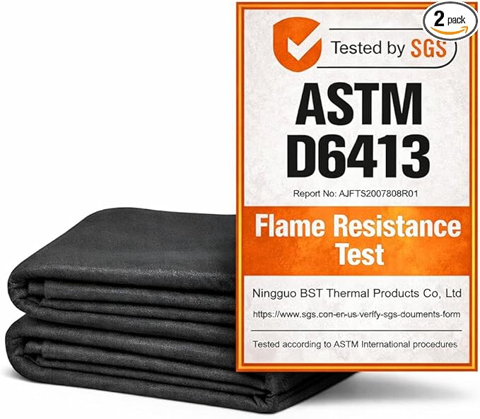 Welding Blanket Fireproof Carbon Felt Soldering Mat & Pad, 2 Packs 20x36 Inch Flame Retardant Fabric, Heat Shield for Brazing, Stove Wick, Automotive Repair, HVAC Plumbing 5mm Black