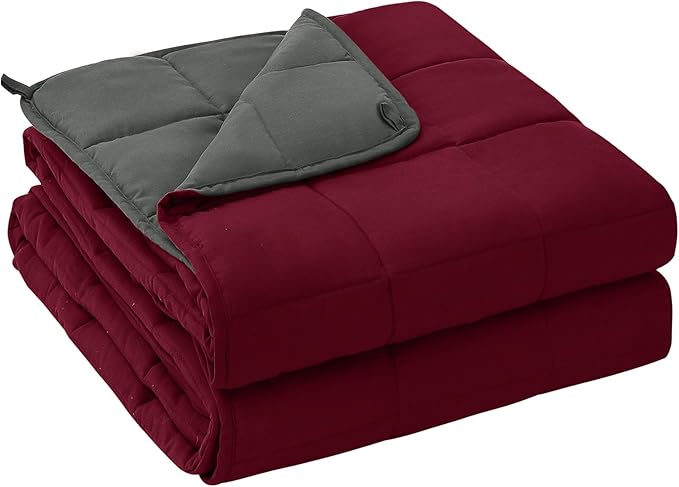 yescool Weighted Blanket for Adults (20 lbs, 60” x 80”, Red Grey) Cooling Heavy Blanket for Sleeping Perfect for 190-210 lbs, Queen Size Breathable Blanket with Premium Glass Bead, Machine Washable