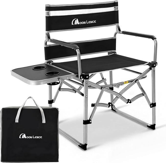 MOON LENCE Directors Camping Chair, Heavy Duty,Oversized Portable Folding Chair with Side Table for Beach, Fishing,Picnic,Lawn,Outdoor Event