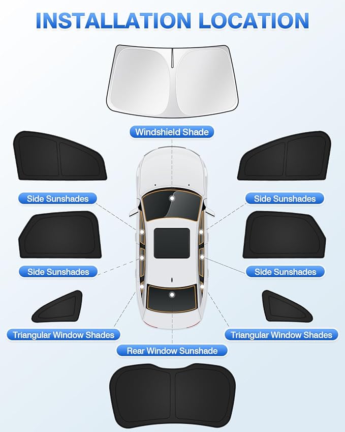 Canvcle Sunshades for Ford Edge 2015-2024 Accessories Windshield Sun Shade Side Rear Window Shade Cover Sun Visor Shield Privacy Protection Keep Vehicle Cool Black 8PCS