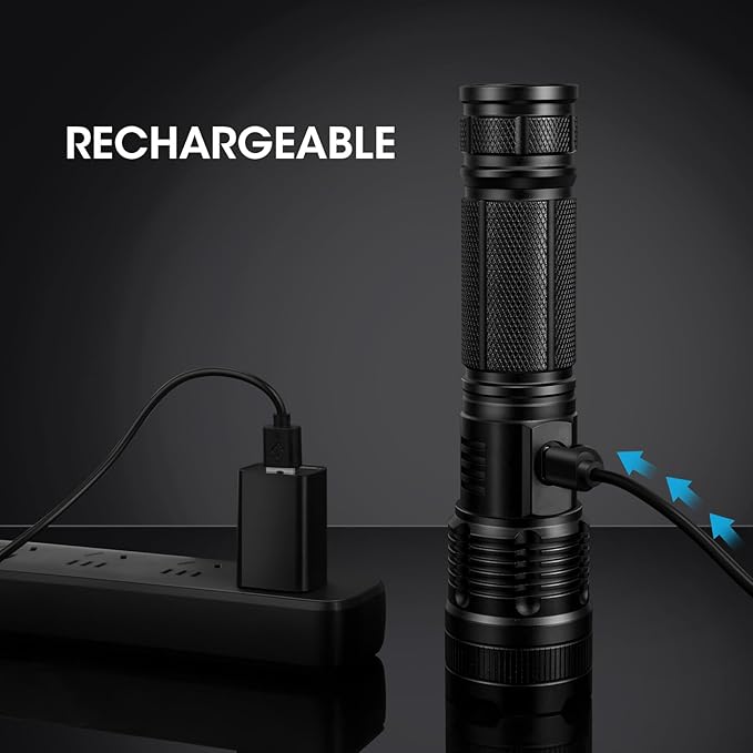 KINGCAESAR 3 Pack Flashlights 990000 High Lumens - Super Bright Rechargeable Flashlight with 5 Light Modes, IPX7 Waterproof Powerful LED Flash Light for Home, Camping