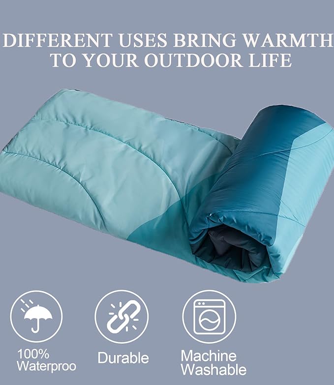 Outdoor Puffy Camping Blanket, Lightweight Down Alternative Puffy Waterproof Stadium Blanket with Portable Bag, Lightweight Camping Blanket for 2 People, Cold Weather, Sports, Travel, Car, 79*54 inch