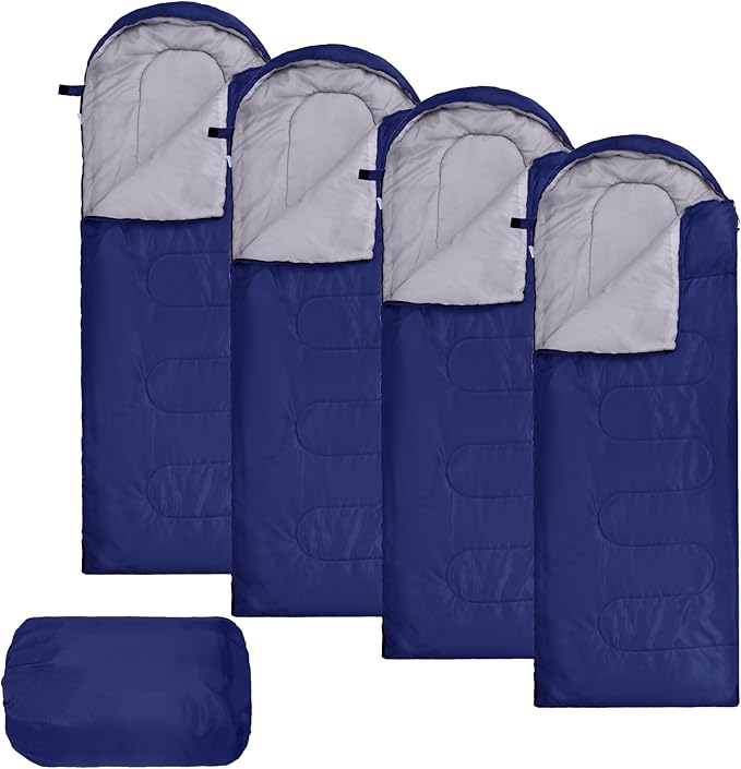 Macarrie 4 Pcs Bulk Sleeping Bags for Adults 0 Degree Waterproof Backpack Bags with Compression Sack for Backpacking, Camping, Hiking, Emergency Shelters