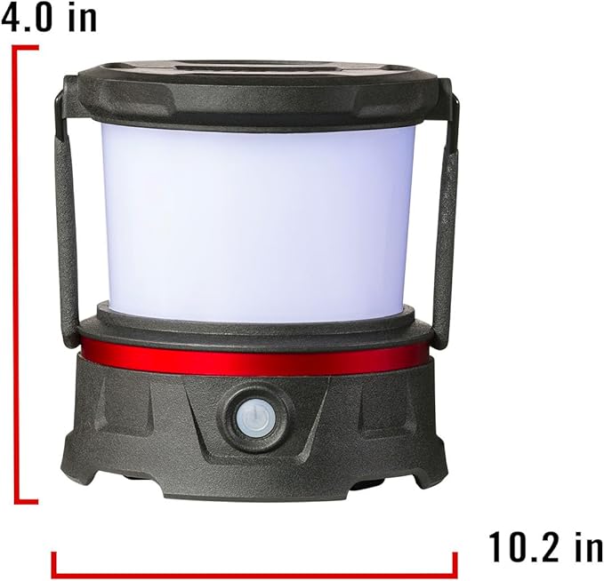 COAST EAL10R 500 Lumen Rechargeable Emergency Camping Lantern with Red Flashing Mode, Carabiner, Diffuser, Foldeable Handle, Moonglow™ Low Mode, 72 Hours of Runtime
