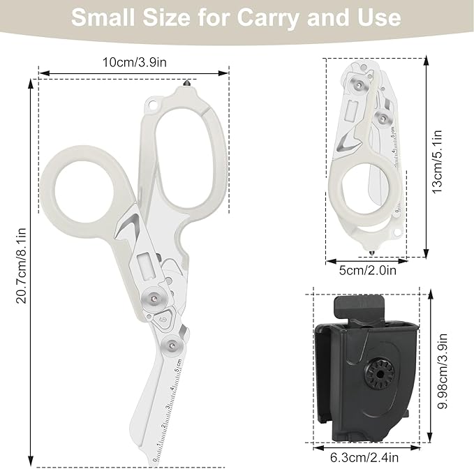 6-in-1 trauma shears - emergency responders, outdoor emergencies, medical staff, and outdoor camping, Gift box packaging with scissors storage K sheaths (Luminous Silver)