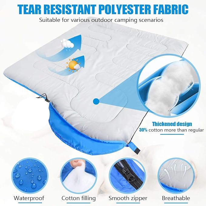 OBTANIM Sleeping Bags Portable Waterproof Camping Sleeping Bag for Adults Kids 4 Seasons Cold Weather or Warm Backpacking Hiking Travel Indoor Outdoor Use
