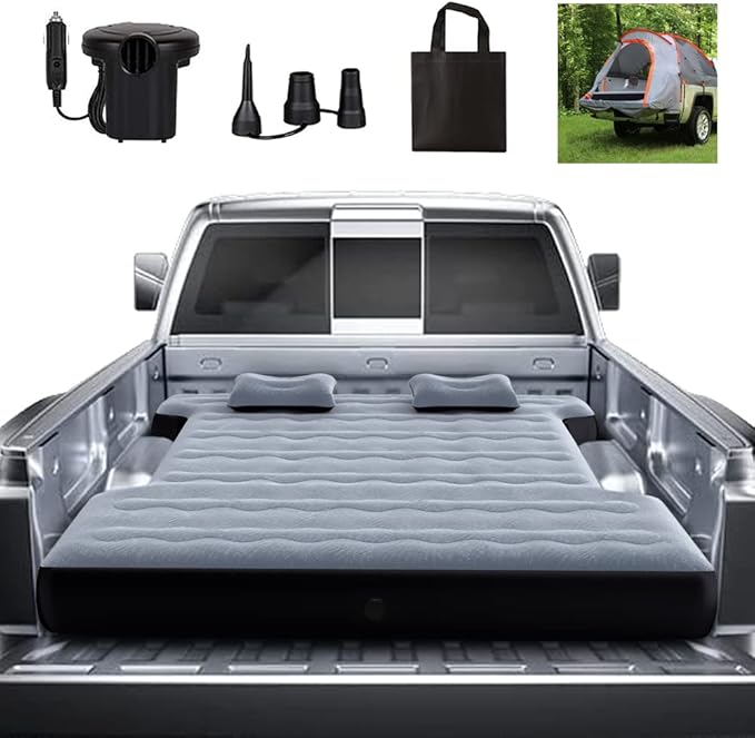 hufaut Camping Pickup Truck Bed Air Mattress Thicken Sleeping Pad for 5.5-5.8Ft Full-Size Short Truck Beds Outdoor Camping Car Travel(Grey)