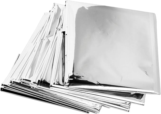 ASA TECHMED Emergency Mylar Thermal Blankets Bulk, Space Blanket Survival kit Camping Blanket, First Aid Kit for Outdoors, Survival, Hiking, Natural Disasters, First Aid, Marathons. 5 Pcs