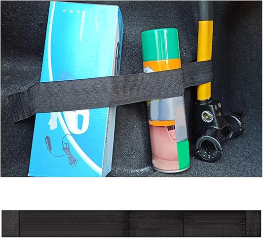 Elastic Car Trunk Organizer Straps with Hook and Loop Tape+2 "Pocket,20"/27.5" Car Organizers,Organize the Cluttered Trunk Keeps Items from Rolling Around (20inch Long)