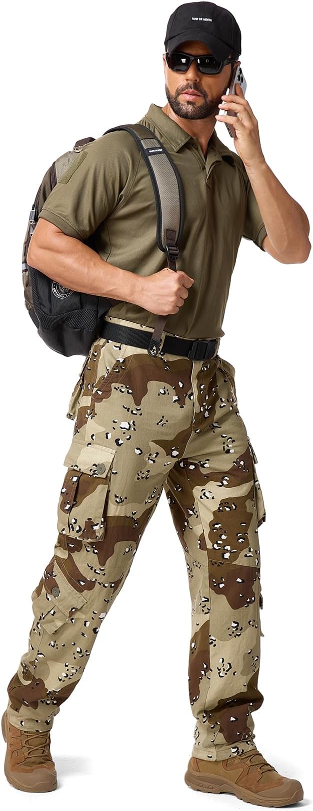 Men's BDU Casual Military Pants, Tactical Wild Army Combat ACU Rip Stop Camo Cargo Work Pants Trousers with 8 Pockets