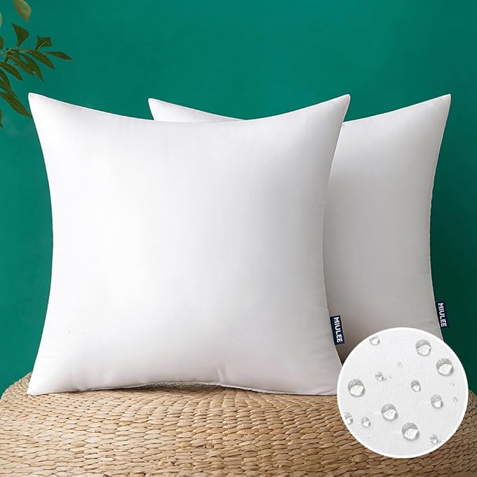 MIULEE Pack of 2 26x26 Inch Outdoor Pillow Inserts Waterproof Decorative Throw Pillow Insert, Square Lumbar Garden Pillow Form for Patio Sofa Couch
