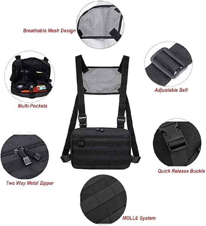 Croogo Universal Hands Free Radio Chest Rig Vest bag Harness Bag Rescue bag Front Pack Pouch Hip hop bag