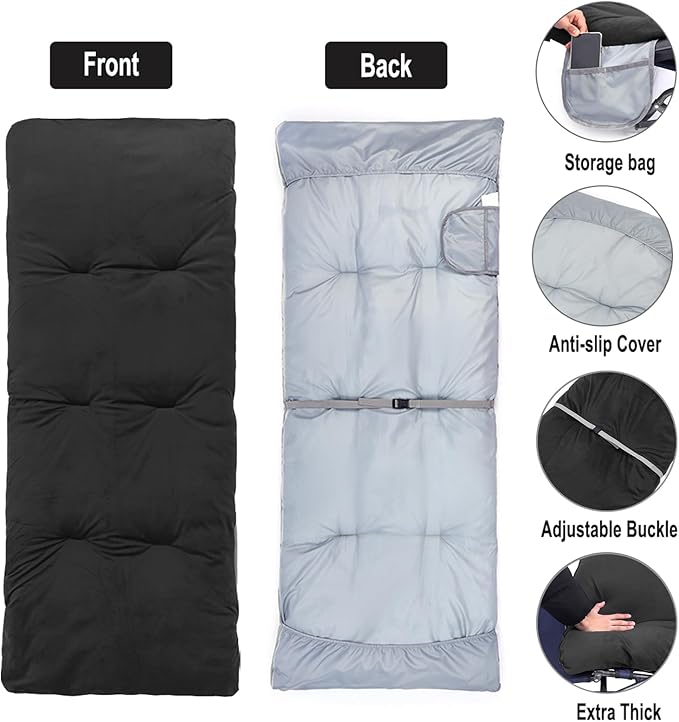 Sleeping Cot Pads (75" x 28") with Elastic Straps Portable for Outdoor & Hiking, Cotton Soft Thick Camping Cot Pad, Non-Slip Camping Mattress Pad for Camp Cot/Rv Bunk/Narrow Twin Beds